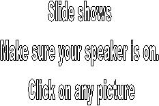 Slide shows 
Make sure your speaker is on. 
Click on any picture

